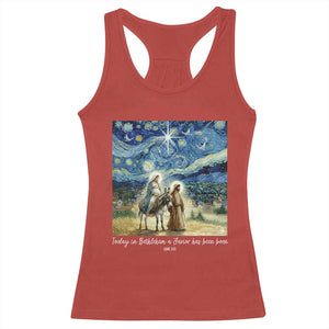 Bethlehem Starry Night Racerback Tank Top Nativity Luke 2:11 Christian Christmas - Print Your Wear
