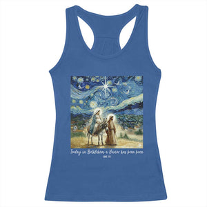 Bethlehem Starry Night Racerback Tank Top Nativity Luke 2:11 Christian Christmas TS14 Royal Blue Print Your Wear