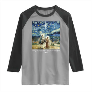 Bethlehem Starry Night Raglan Shirt Nativity Luke 2:11 Christian Christmas TS14 Sport Gray Black Print Your Wear