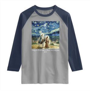 Bethlehem Starry Night Raglan Shirt Nativity Luke 2:11 Christian Christmas TS14 Sport Gray Navy Print Your Wear