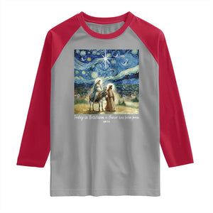 Bethlehem Starry Night Raglan Shirt Nativity Luke 2:11 Christian Christmas TS14 Sport Gray Red Print Your Wear