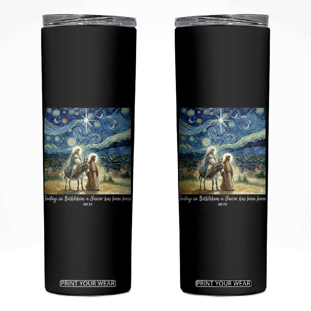 Bethlehem Starry Night Skinny Tumbler Nativity Luke 2:11 Christian Christmas TS14 Black Print Your Wear