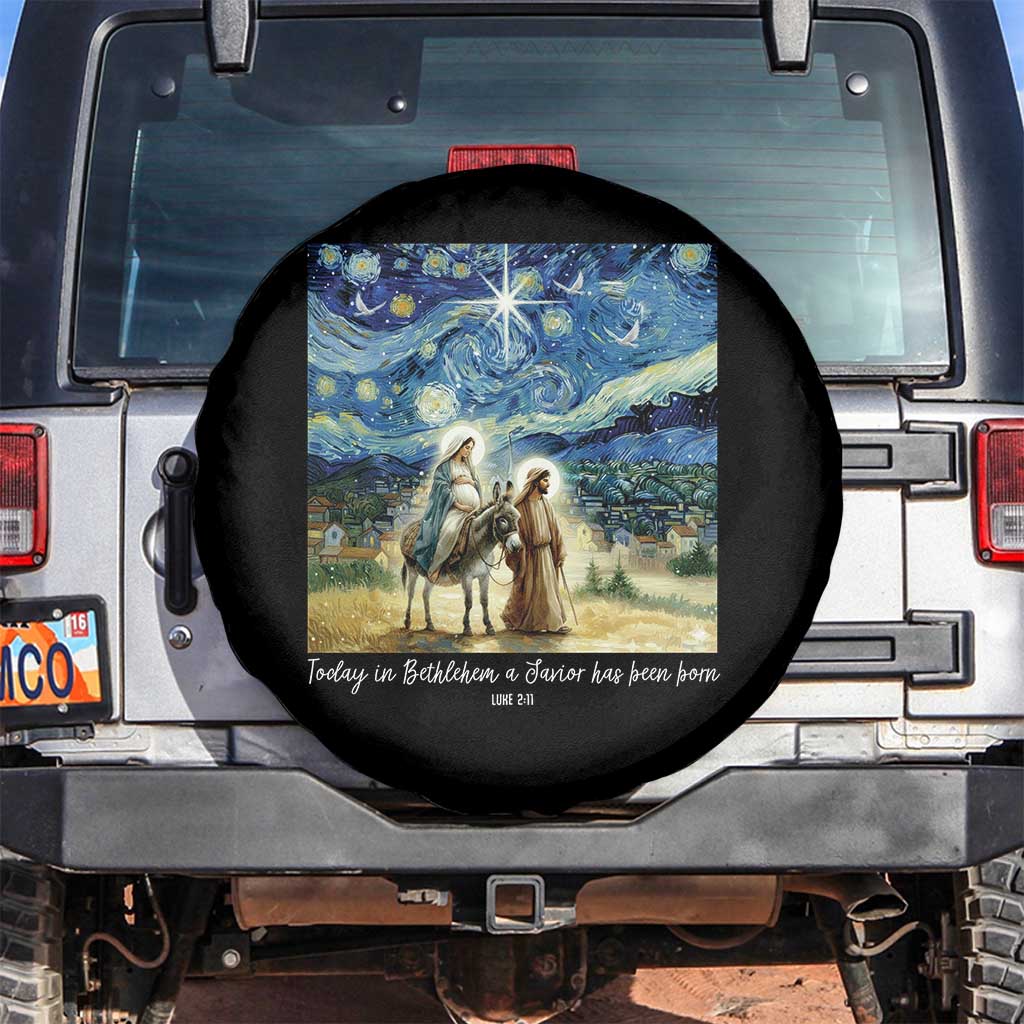 Bethlehem Starry Night Spare Tire Cover Nativity Luke 2:11 Christian Christmas TS14 No hole Black Print Your Wear