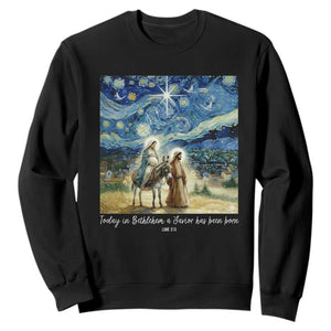 Bethlehem Starry Night Sweatshirt Nativity Luke 2:11 Christian Christmas - Print Your Wear