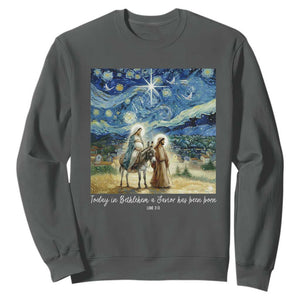 Bethlehem Starry Night Sweatshirt Nativity Luke 2:11 Christian Christmas - Print Your Wear