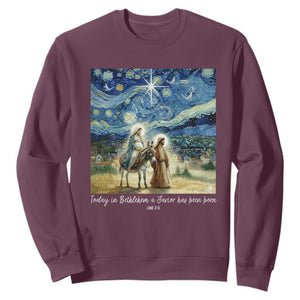 Bethlehem Starry Night Sweatshirt Nativity Luke 2:11 Christian Christmas - Print Your Wear