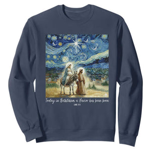 Bethlehem Starry Night Sweatshirt Nativity Luke 2:11 Christian Christmas - Print Your Wear