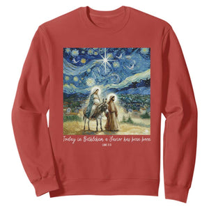 Bethlehem Starry Night Sweatshirt Nativity Luke 2:11 Christian Christmas - Print Your Wear