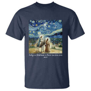 Bethlehem Starry Night T Shirt Nativity Luke 2:11 Christian Christmas TS14 Navy Print Your Wear