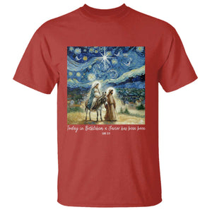 Bethlehem Starry Night T Shirt Nativity Luke 2:11 Christian Christmas TS14 Red Print Your Wear