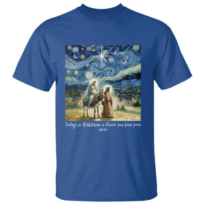 Bethlehem Starry Night T Shirt Nativity Luke 2:11 Christian Christmas TS14 Royal Blue Print Your Wear