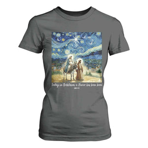 Bethlehem Starry Night T Shirt For Women Nativity Luke 2:11 Christian Christmas TS14 Dark Heather Print Your Wear
