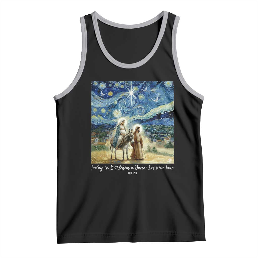 Bethlehem Starry Night Tank Top Nativity Luke 2:11 Christian Christmas TS14 Black Athletic Heather Print Your Wear