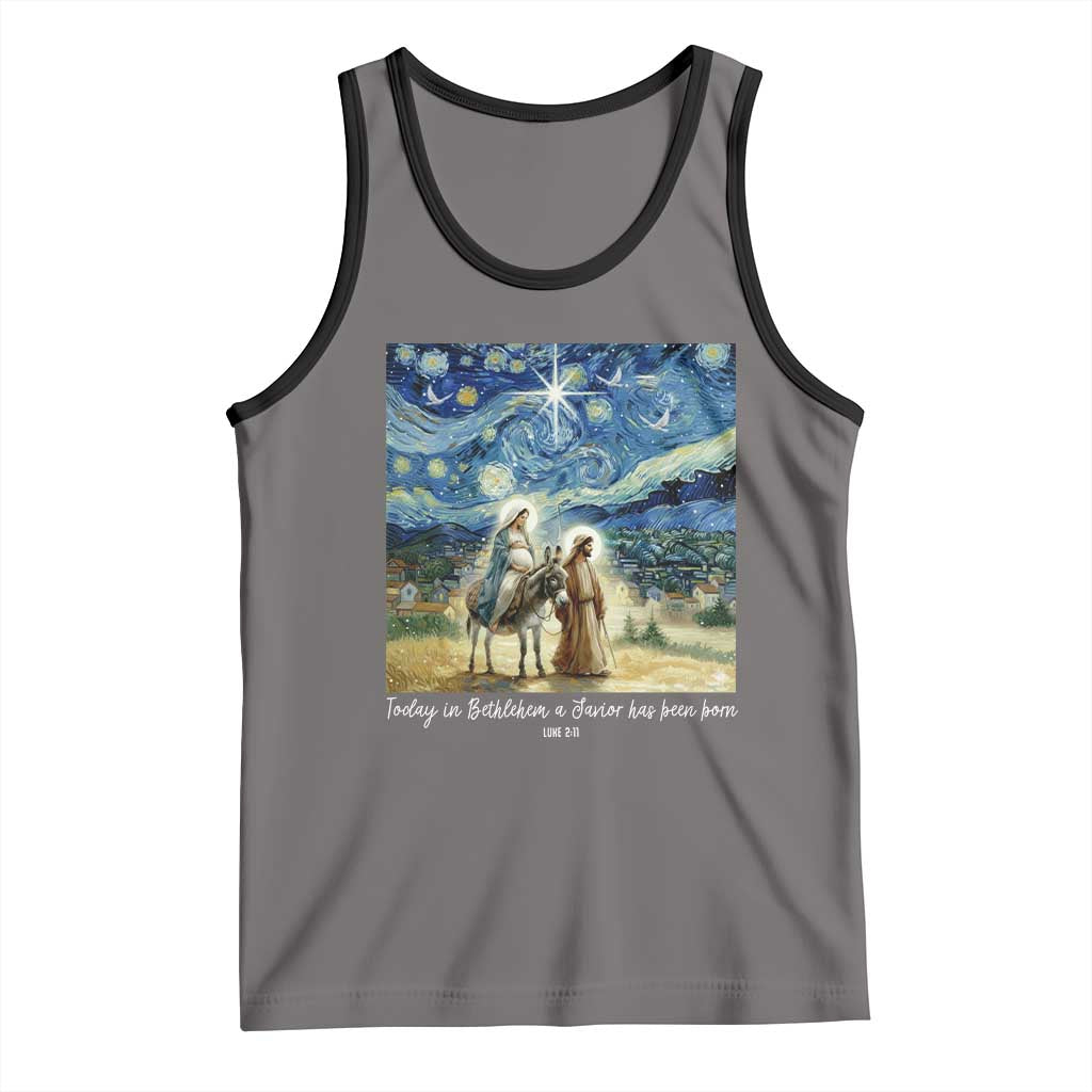 Bethlehem Starry Night Tank Top Nativity Luke 2:11 Christian Christmas TS14 Deep Heather Black Print Your Wear