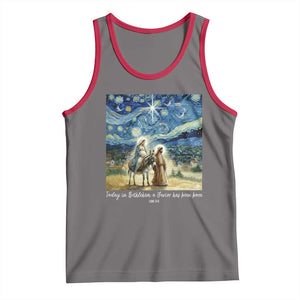 Bethlehem Starry Night Tank Top Nativity Luke 2:11 Christian Christmas TS14 Deep Heather Red Print Your Wear