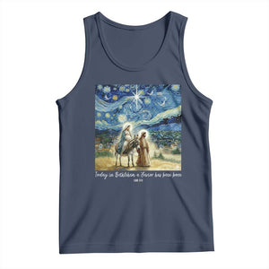 Bethlehem Starry Night Tank Top Nativity Luke 2:11 Christian Christmas TS14 Navy Print Your Wear