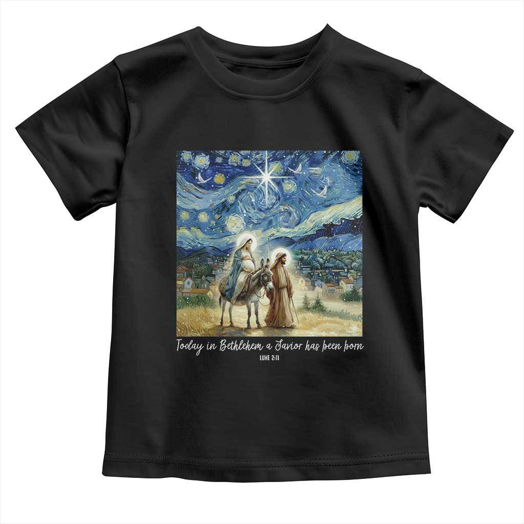 Bethlehem Starry Night Toddler T Shirt Nativity Luke 2:11 Christian Christmas TS14 Black Print Your Wear