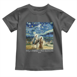 Bethlehem Starry Night Toddler T Shirt Nativity Luke 2:11 Christian Christmas TS14 Dark Heather Print Your Wear