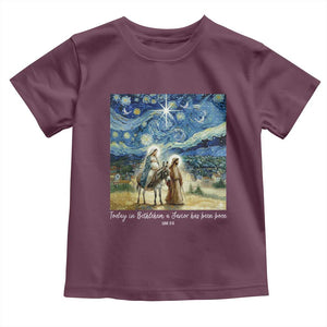 Bethlehem Starry Night Toddler T Shirt Nativity Luke 2:11 Christian Christmas TS14 Maroon Print Your Wear
