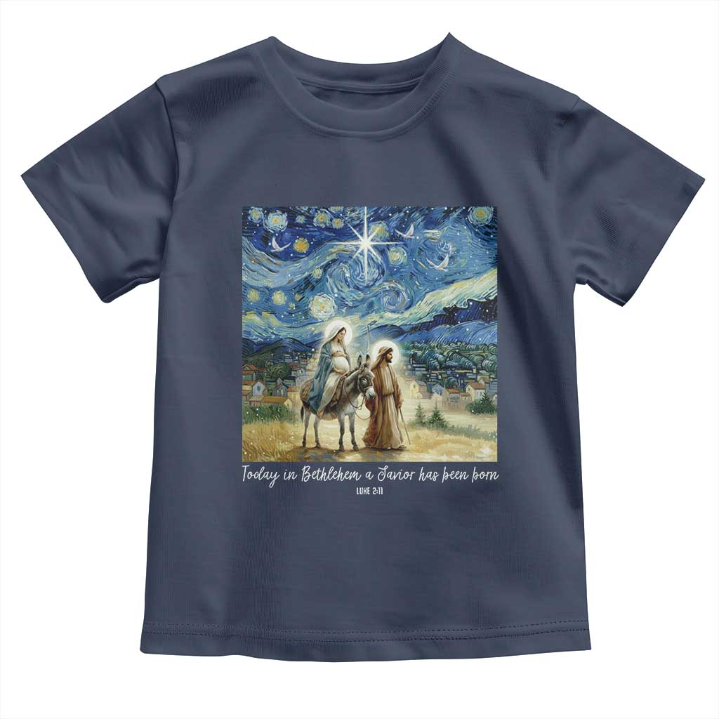 Bethlehem Starry Night Toddler T Shirt Nativity Luke 2:11 Christian Christmas TS14 Navy Print Your Wear