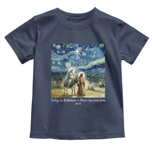 Bethlehem Starry Night Toddler T Shirt Nativity Luke 2:11 Christian Christmas TS14 Navy Print Your Wear