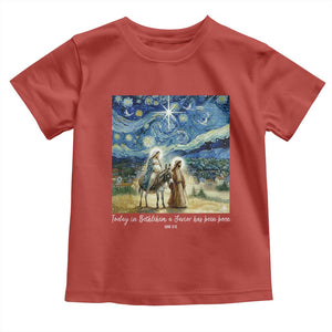 Bethlehem Starry Night Toddler T Shirt Nativity Luke 2:11 Christian Christmas TS14 Red Print Your Wear