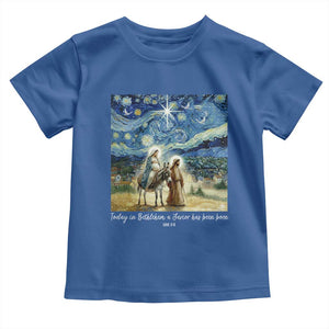 Bethlehem Starry Night Toddler T Shirt Nativity Luke 2:11 Christian Christmas TS14 Royal Blue Print Your Wear
