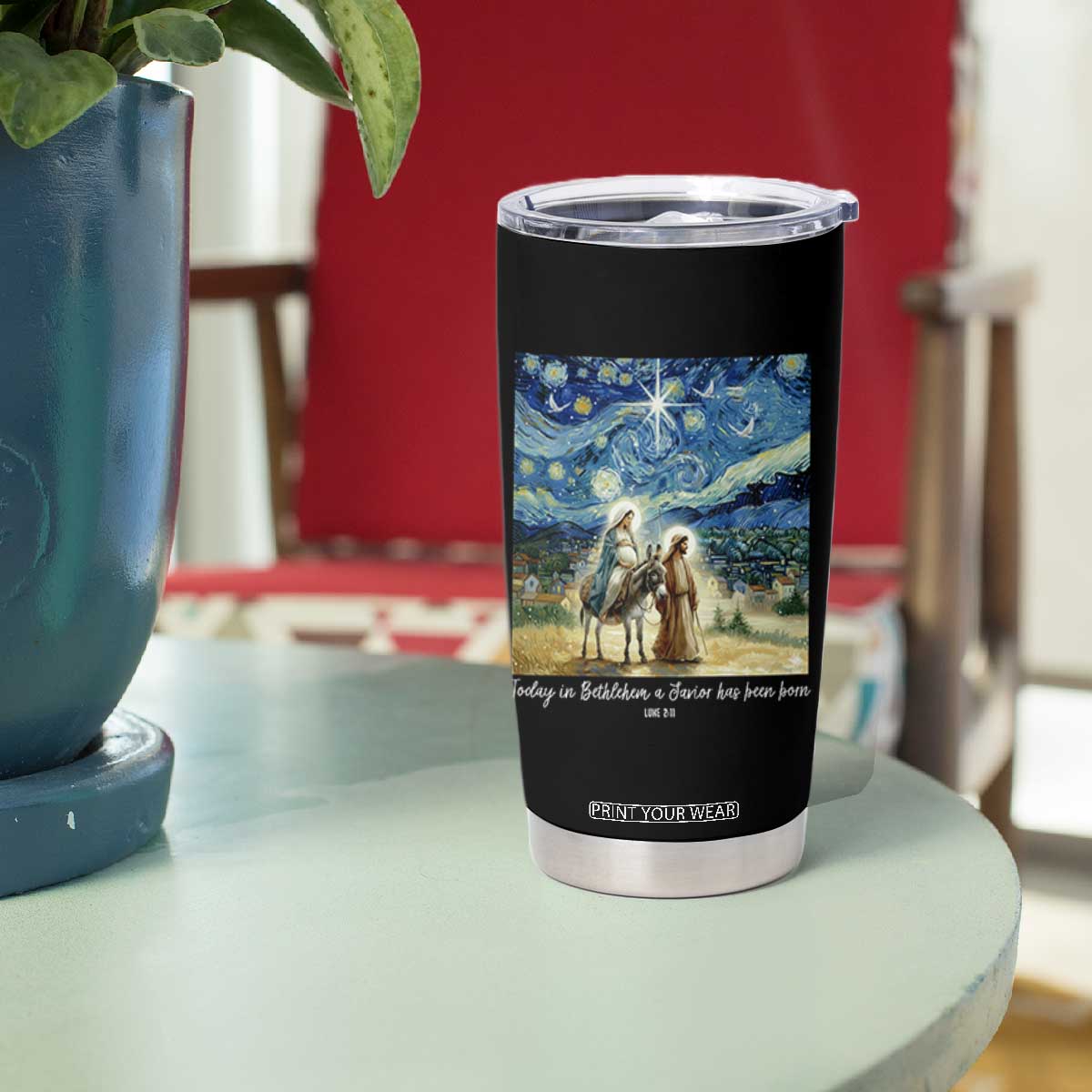 Bethlehem Starry Night Tumbler Cup Nativity Luke 2:11 Christian Christmas TS14 Print Your Wear