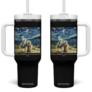 Bethlehem Starry Night Tumbler With Handle Nativity Luke 2:11 Christian Christmas TS14 One Size: 40 oz Black Print Your Wear