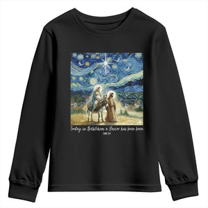 Bethlehem Starry Night Youth Sweatshirt Nativity Luke 2:11 Christian Christmas TS14 Black Print Your Wear