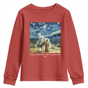 Bethlehem Starry Night Youth Sweatshirt Nativity Luke 2:11 Christian Christmas TS14 Red Print Your Wear