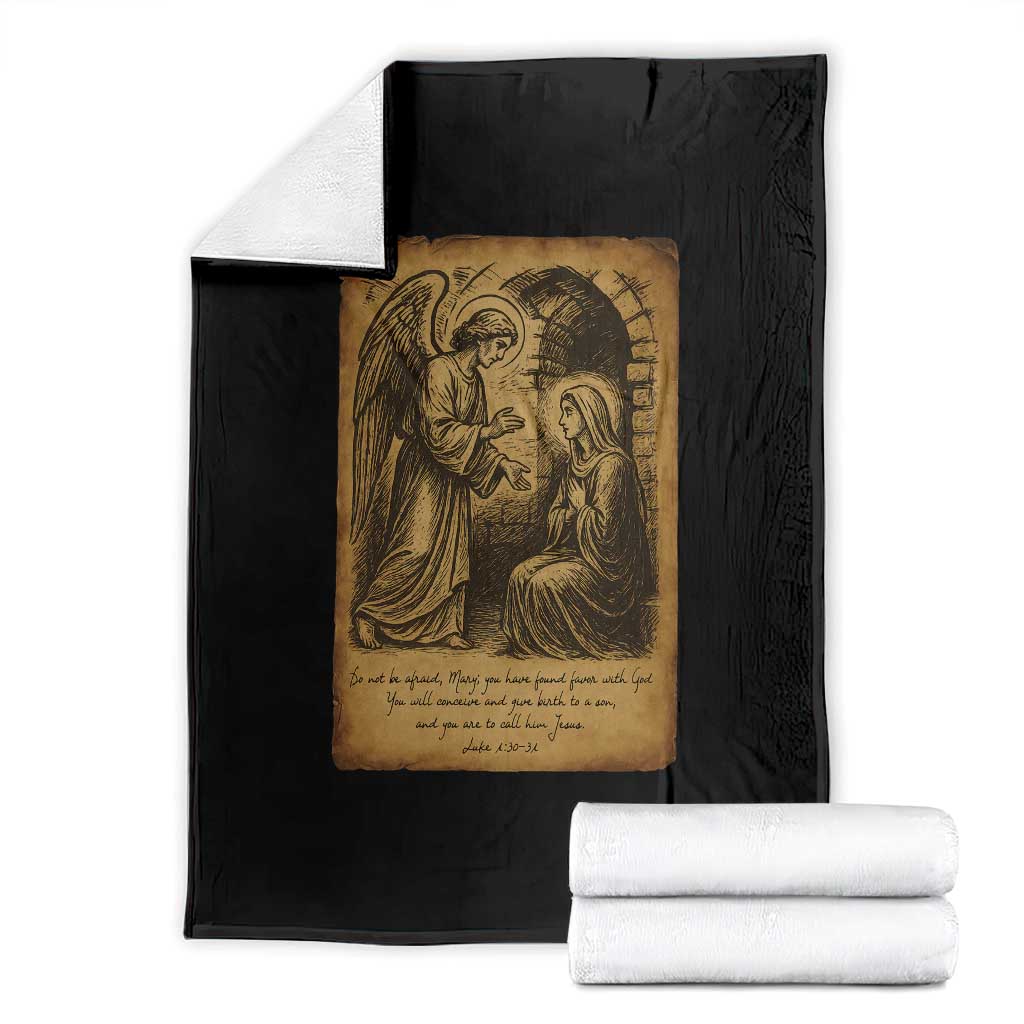 Virgin Mary Throw Blanket Angel Gabriel Luke 1:30 Christian TS14 Black Print Your Wear