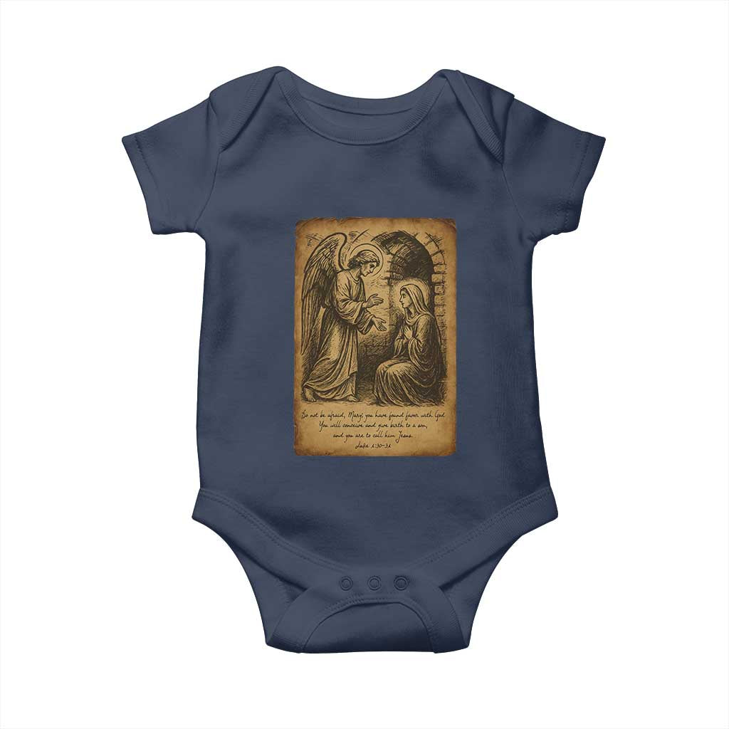 Virgin Mary Baby Onesie Angel Gabriel Luke 1:30 Christian TS14 Navy Print Your Wear