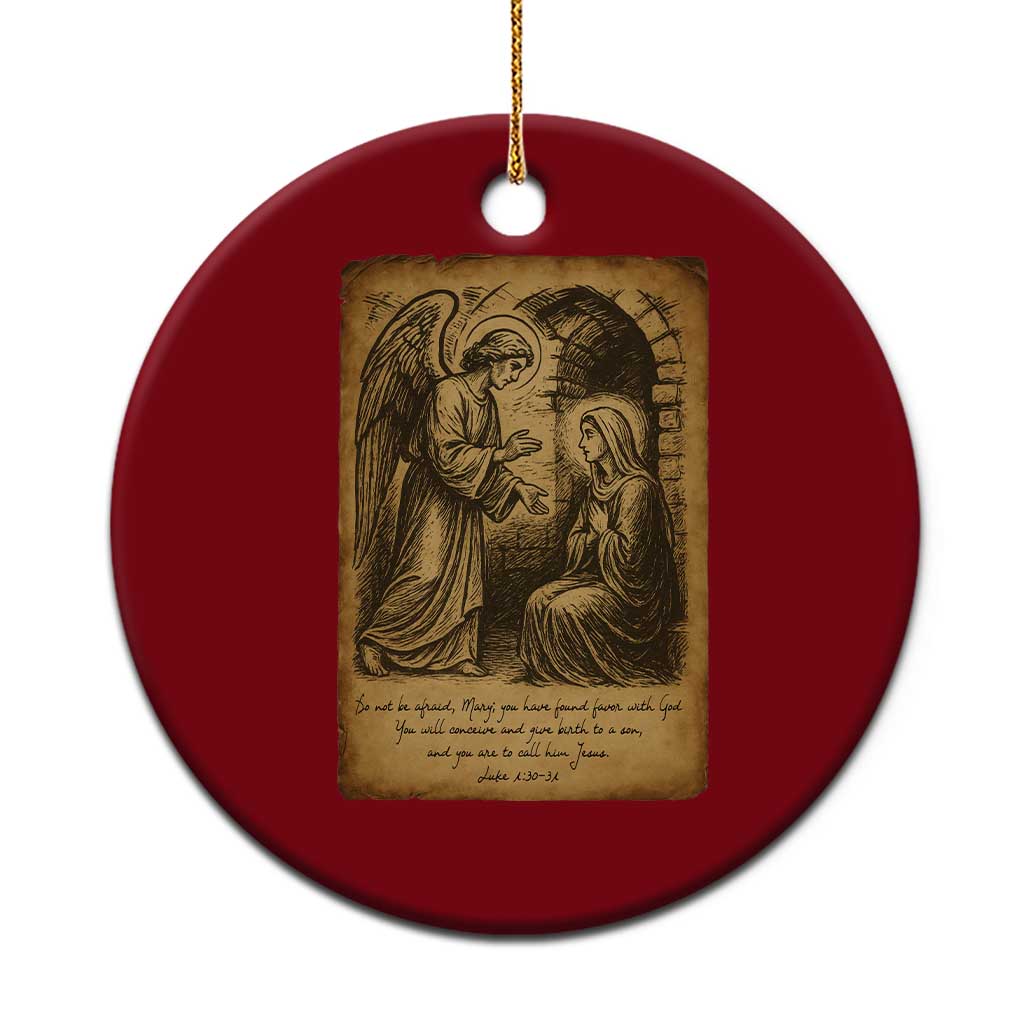 Virgin Mary Ceramic Ornament Angel Gabriel Luke 1:30 Christian TS14 1pc Red Print Your Wear
