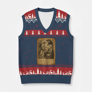 Virgin Mary V-Neck Knit Sweater Vest Angel Gabriel Luke 1:30 Christian TS14 Navy Red Print Your Wear
