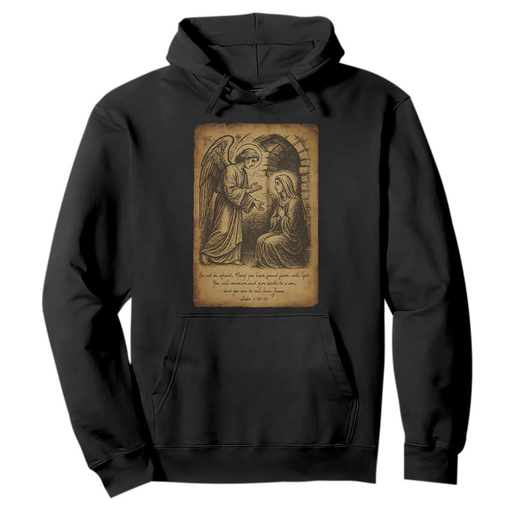 Virgin Mary Hoodie Angel Gabriel Luke 1:30 Christian TS14 Black Print Your Wear