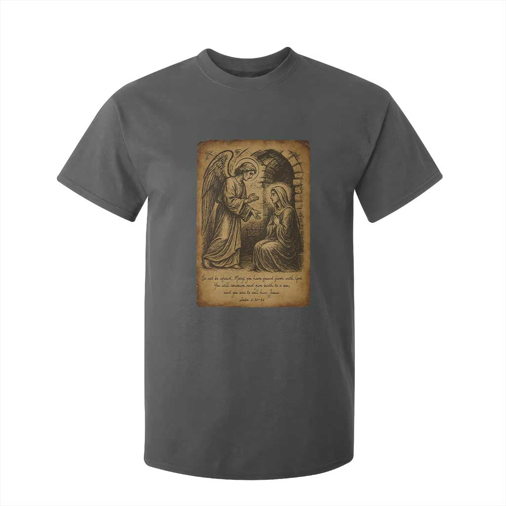 Virgin Mary T Shirt For Kid Angel Gabriel Luke 1:30 Christian TS14 Dark Heather Print Your Wear