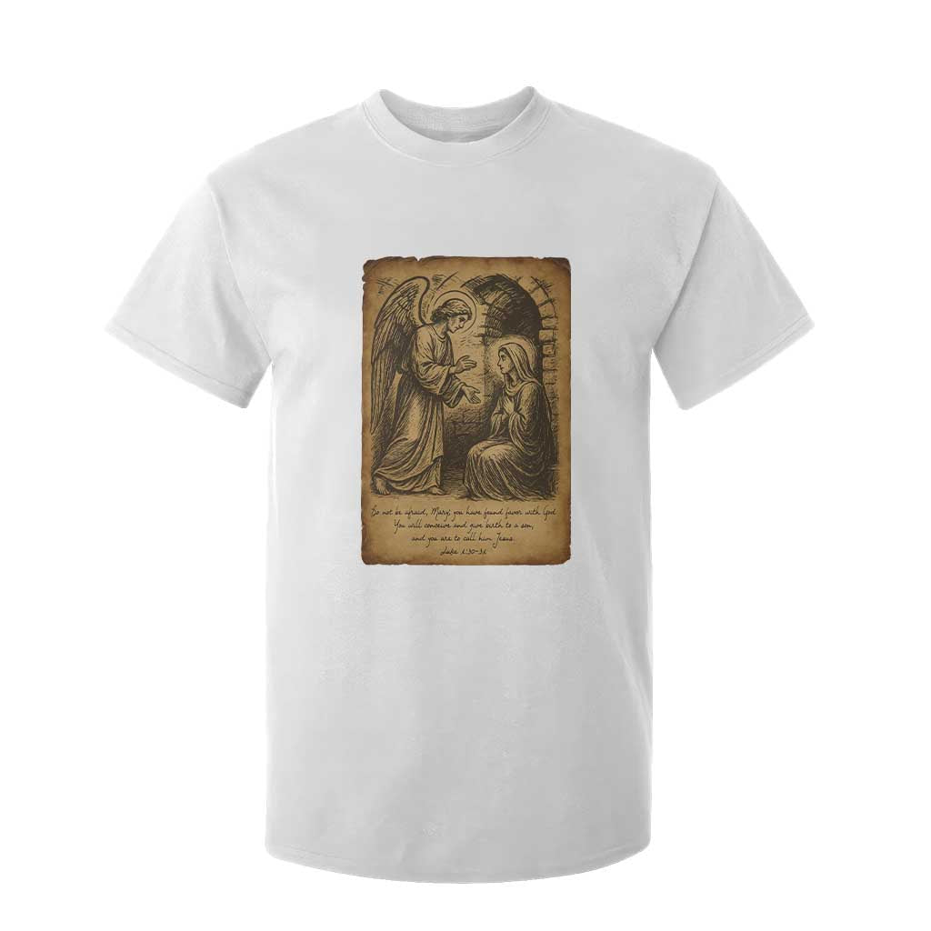 Virgin Mary T Shirt For Kid Angel Gabriel Luke 1:30 Christian TS14 White Print Your Wear