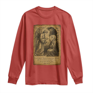 Virgin Mary Long Sleeve Shirt Angel Gabriel Luke 1:30 Christian - Print Your Wear