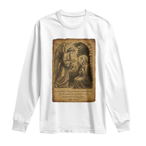 Virgin Mary Long Sleeve Shirt Angel Gabriel Luke 1:30 Christian - Print Your Wear