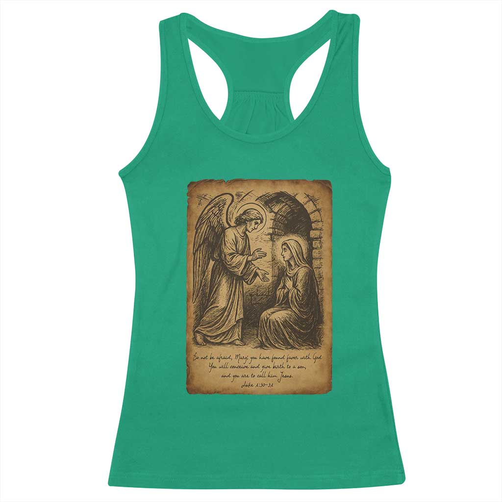 Virgin Mary Racerback Tank Top Angel Gabriel Luke 1:30 Christian - Print Your Wear