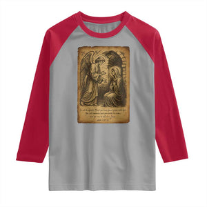 Virgin Mary Raglan Shirt Angel Gabriel Luke 1:30 Christian TS14 Sport Gray Red Print Your Wear