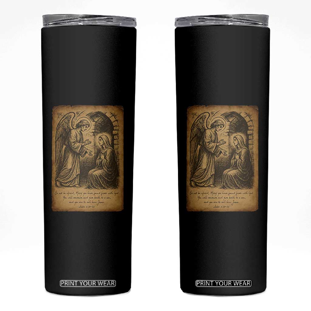 Virgin Mary Skinny Tumbler Angel Gabriel Luke 1:30 Christian TS14 Black Print Your Wear