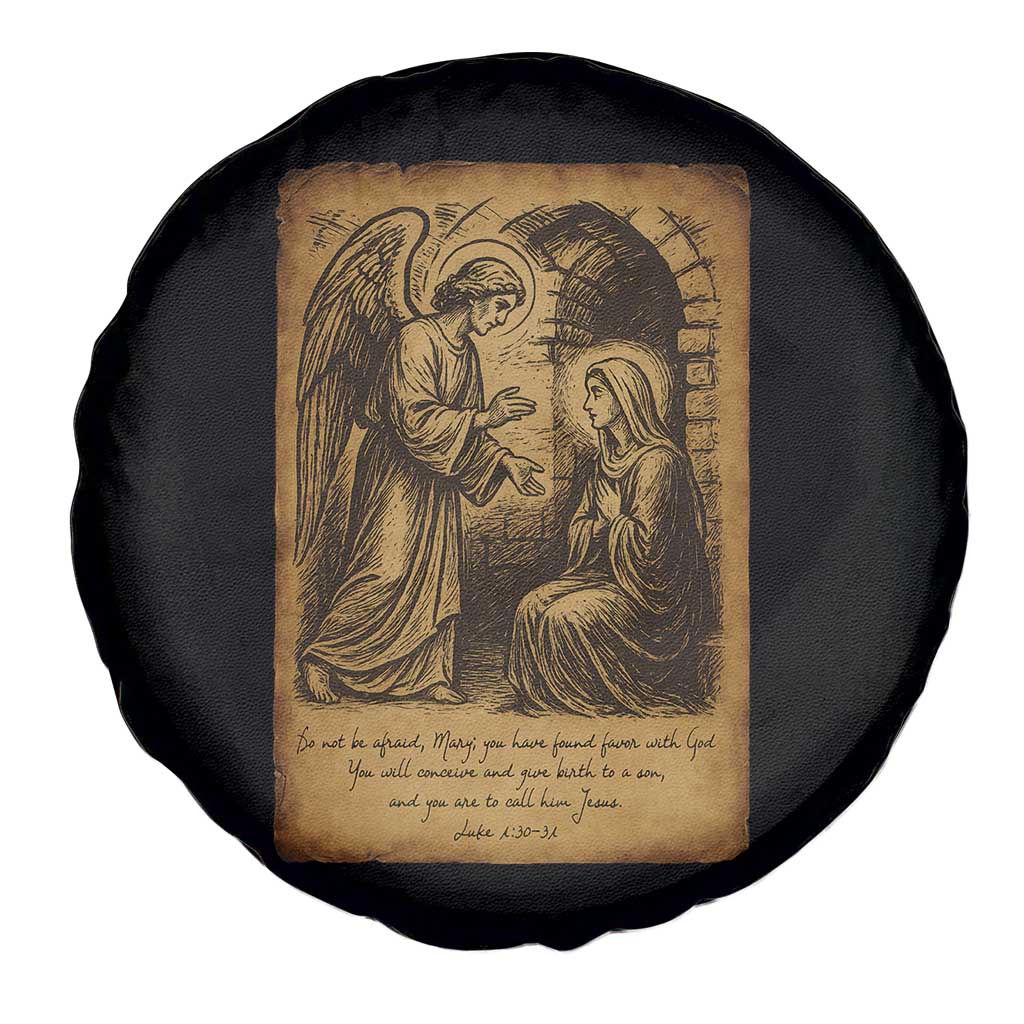 Virgin Mary Spare Tire Cover Angel Gabriel Luke 1:30 Christian TS14 Print Your Wear