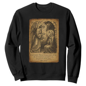 Virgin Mary Sweatshirt Angel Gabriel Luke 1:30 Christian - Print Your Wear