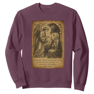 Virgin Mary Sweatshirt Angel Gabriel Luke 1:30 Christian - Print Your Wear