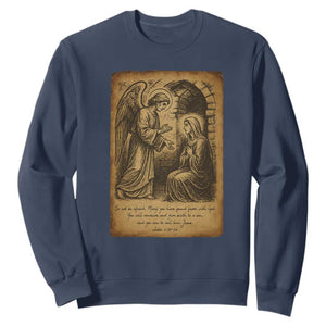 Virgin Mary Sweatshirt Angel Gabriel Luke 1:30 Christian - Print Your Wear
