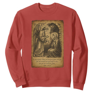 Virgin Mary Sweatshirt Angel Gabriel Luke 1:30 Christian - Print Your Wear
