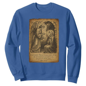 Virgin Mary Sweatshirt Angel Gabriel Luke 1:30 Christian - Print Your Wear