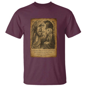 Virgin Mary T Shirt Angel Gabriel Luke 1:30 Christian TS14 Maroon Print Your Wear